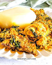 Egusi soup, swallow with Titus Fish